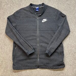 Vintage Nike Sportswear Mens FullZip Bomber Jacket Grey Heather 837008-010 Large